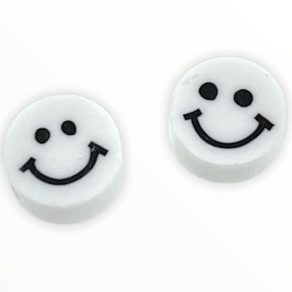 Fimo smiley kralen White 10mm - 2 stuks-Kraaltjes van Renate