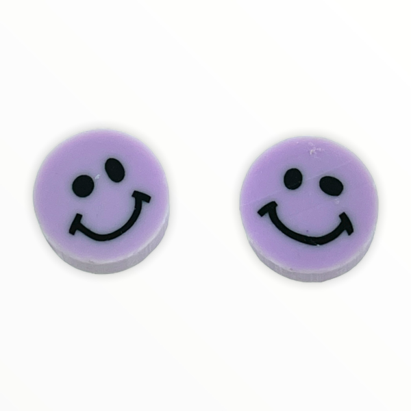 Fimo smiley kralen light Lila 10mm - 2 stuks-Kraaltjes van Renate
