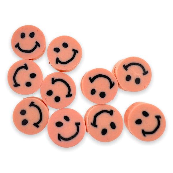 Fimo smiley soft orange 10mm - 10 stuks-Kralen-Kraaltjes van Renate