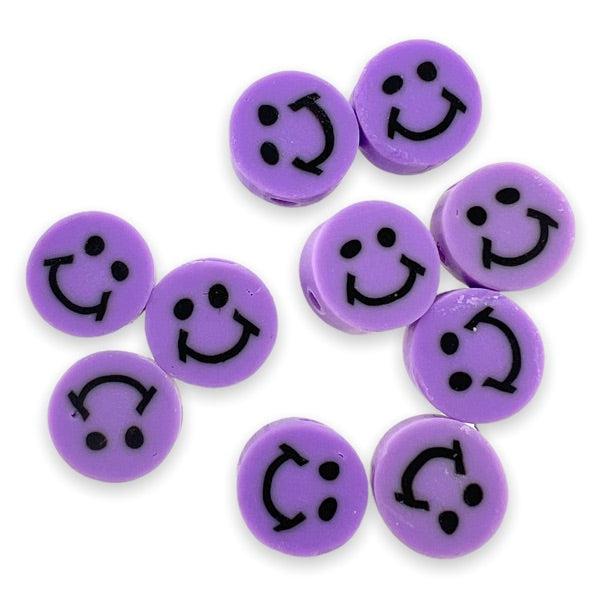 Fimo smiley soft purple 10mm - 10 stuks-Kralen-Kraaltjes van Renate