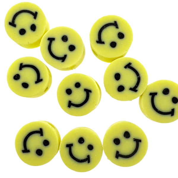 Fimo smileys licht-geel 10mm - 10 stuks-Kralen-Kraaltjes van Renate