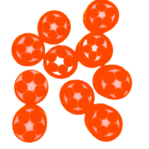 Fimo voetbal oranje wit 10mm - 10 stuks-Kralen-Kraaltjes van Renate
