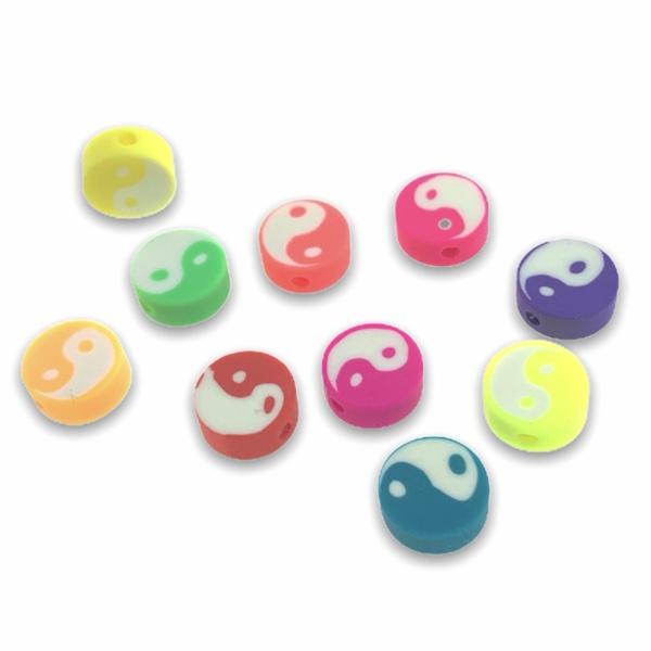 Fimo yin yang multicolor 10mm - 10 stuks-Kraaltjes van Renate