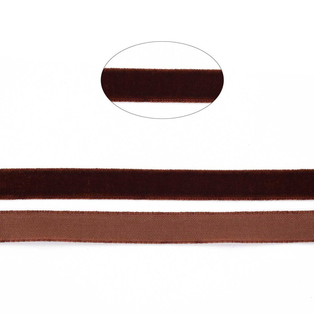 Fluweel Lint Donkerbruin 10mm - per 2m-koord-Kraaltjes van Renate