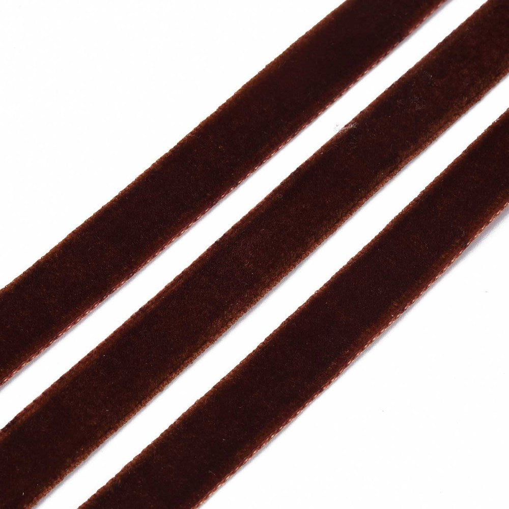 Fluweel Lint Donkerbruin 10mm - per 2m-koord-Kraaltjes van Renate