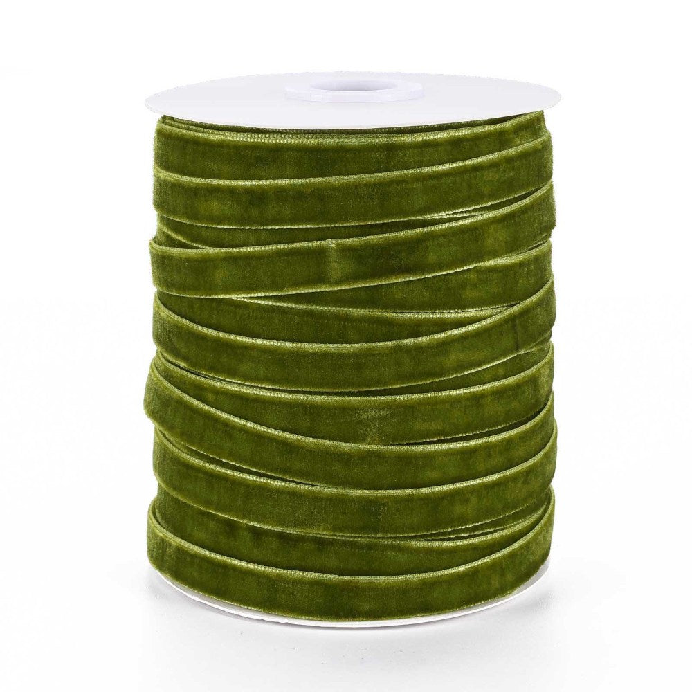 Fluweel Lint Olijfgroen 10mm - per 2m-koord-Kraaltjes van Renate