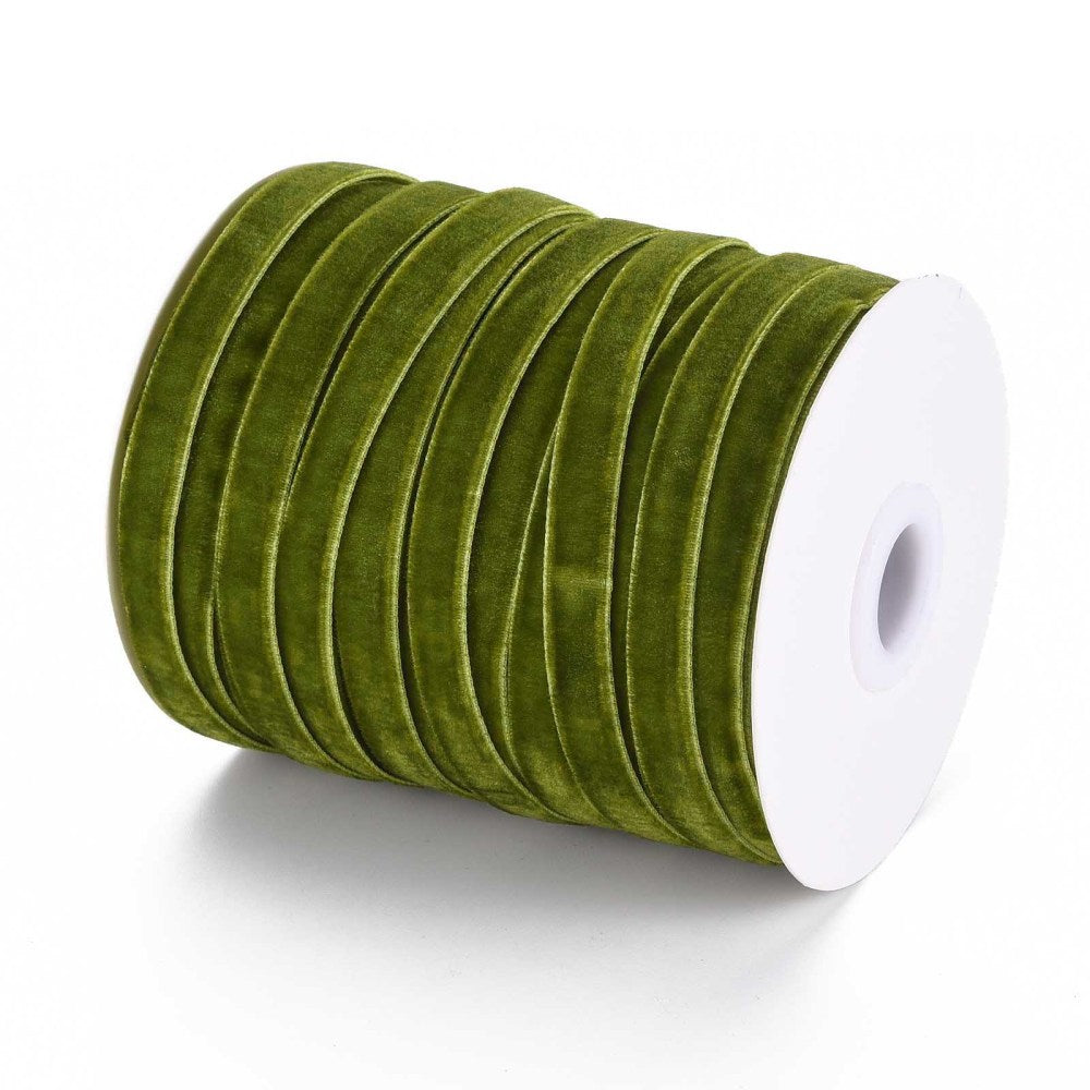 Fluweel Lint Olijfgroen 10mm - per 2m-koord-Kraaltjes van Renate