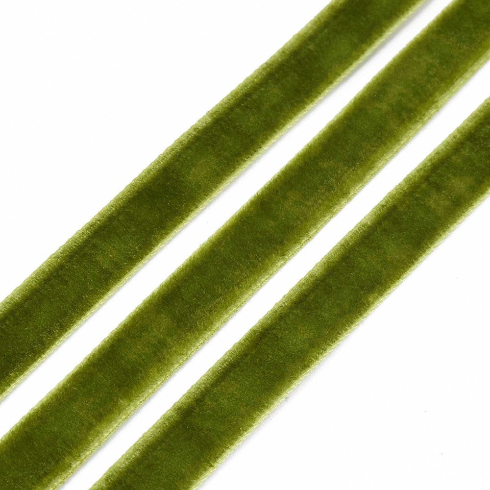 Fluweel Lint Olijfgroen 10mm - per 2m-koord-Kraaltjes van Renate