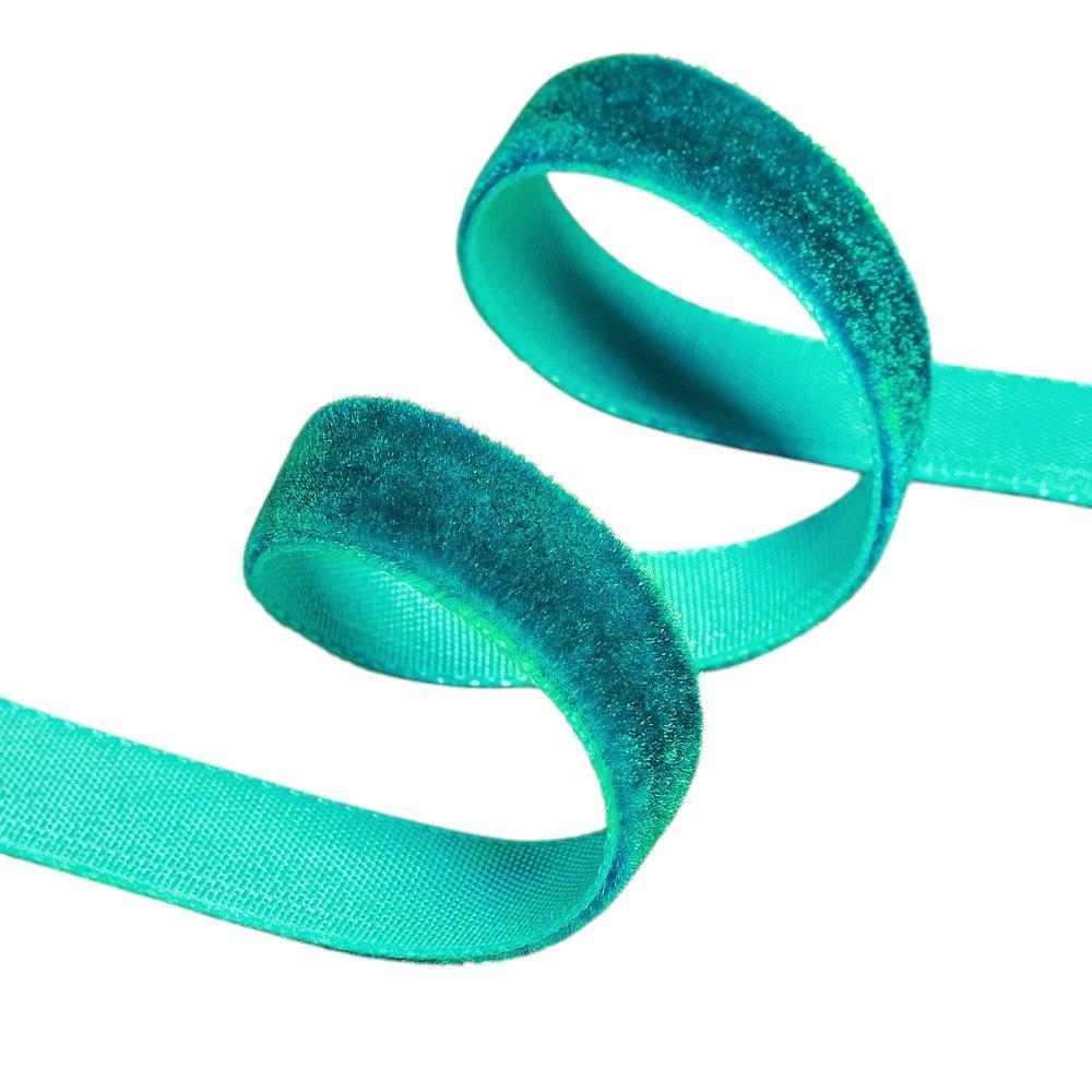 Fluwelen Lint Donkercyaan 10mm - per 2m-Koord-Kraaltjes van Renate