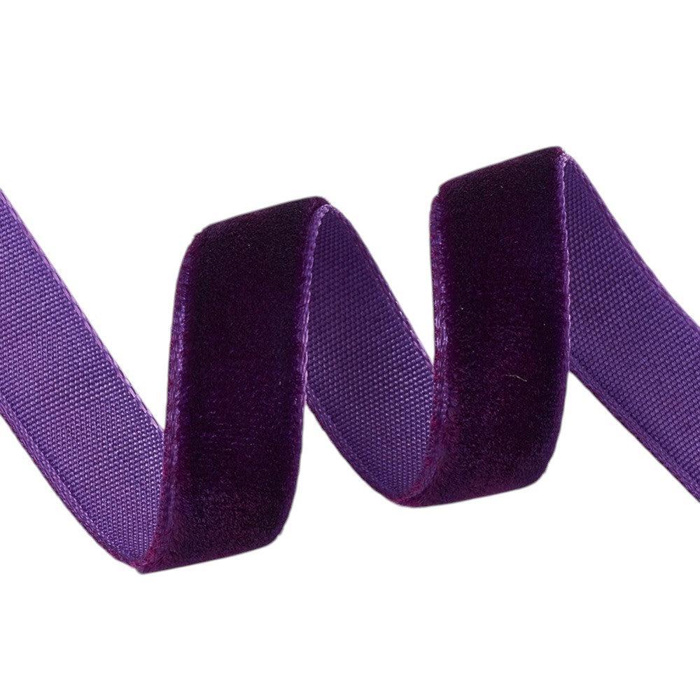 Fluwelen Lint Paars 10mm - per 2m-Koord-Kraaltjes van Renate