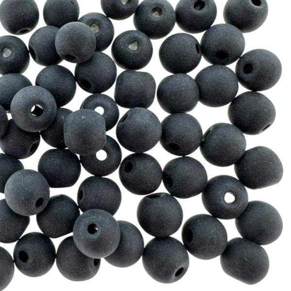 Frosted glass beads black 6mm- per 55 stuks-Kralen-Kraaltjes van Renate