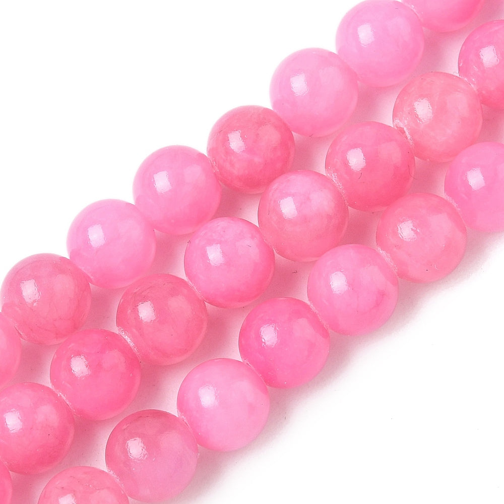 Edelsteen Kralen Jade Mashan Rond Roze 6mm - 15 stuks