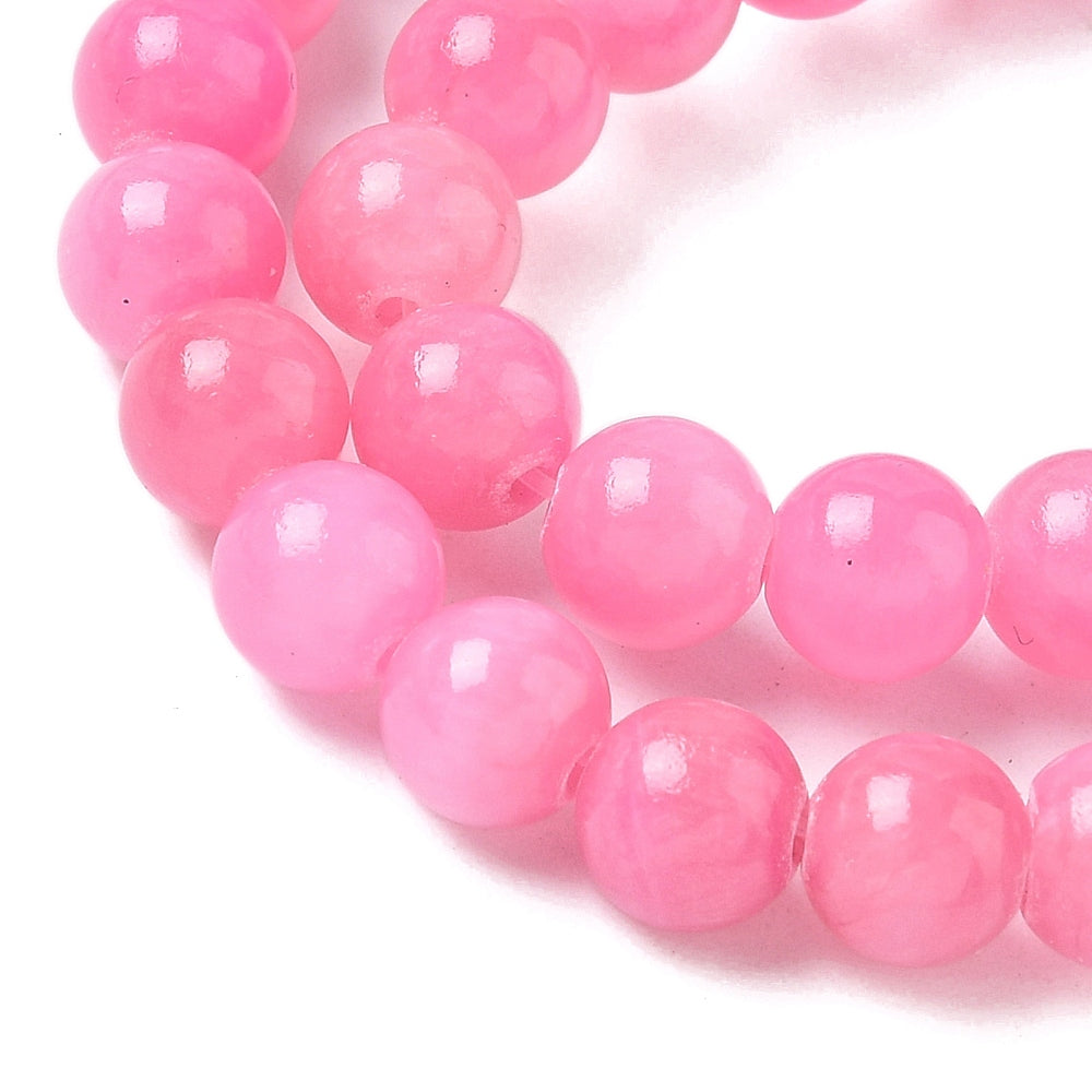 Edelsteen Kralen Jade Mashan Rond Roze 6mm - 15 stuks