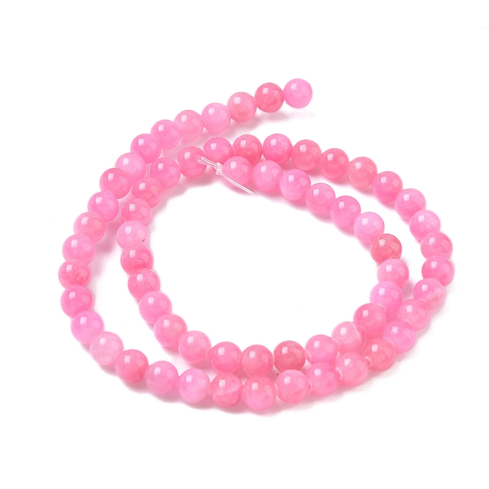 Edelsteen Kralen Jade Mashan Rond Roze 6mm - 15 stuks