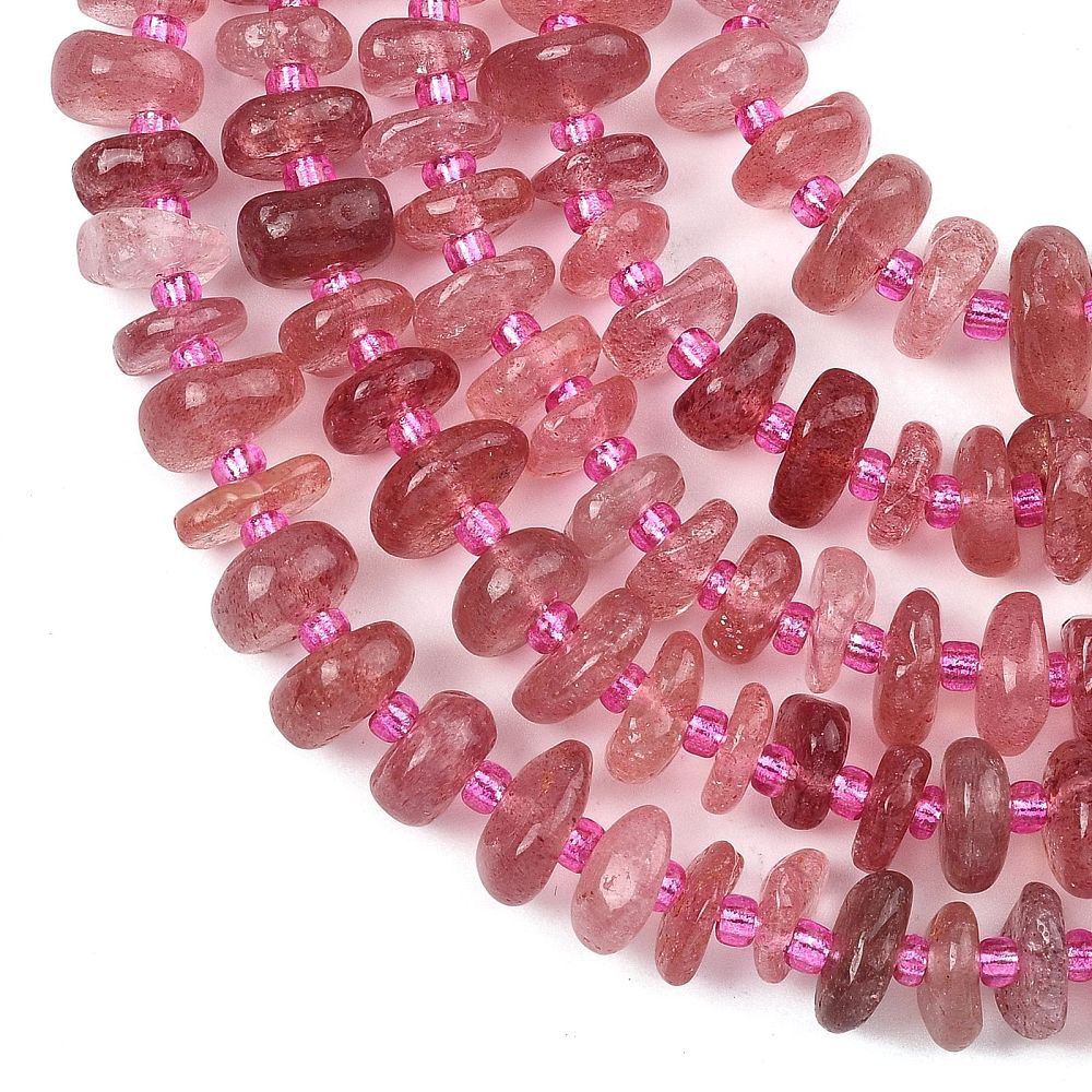 Edelsteen Kralen Aardbeikwarts Chip Roze 15mm - per stuk