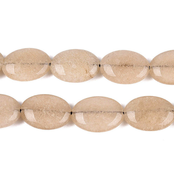Edelsteen Kraal Jade Ovaal Plat Beige 17mm - per stuk-Kralen-Kraaltjes van Renate