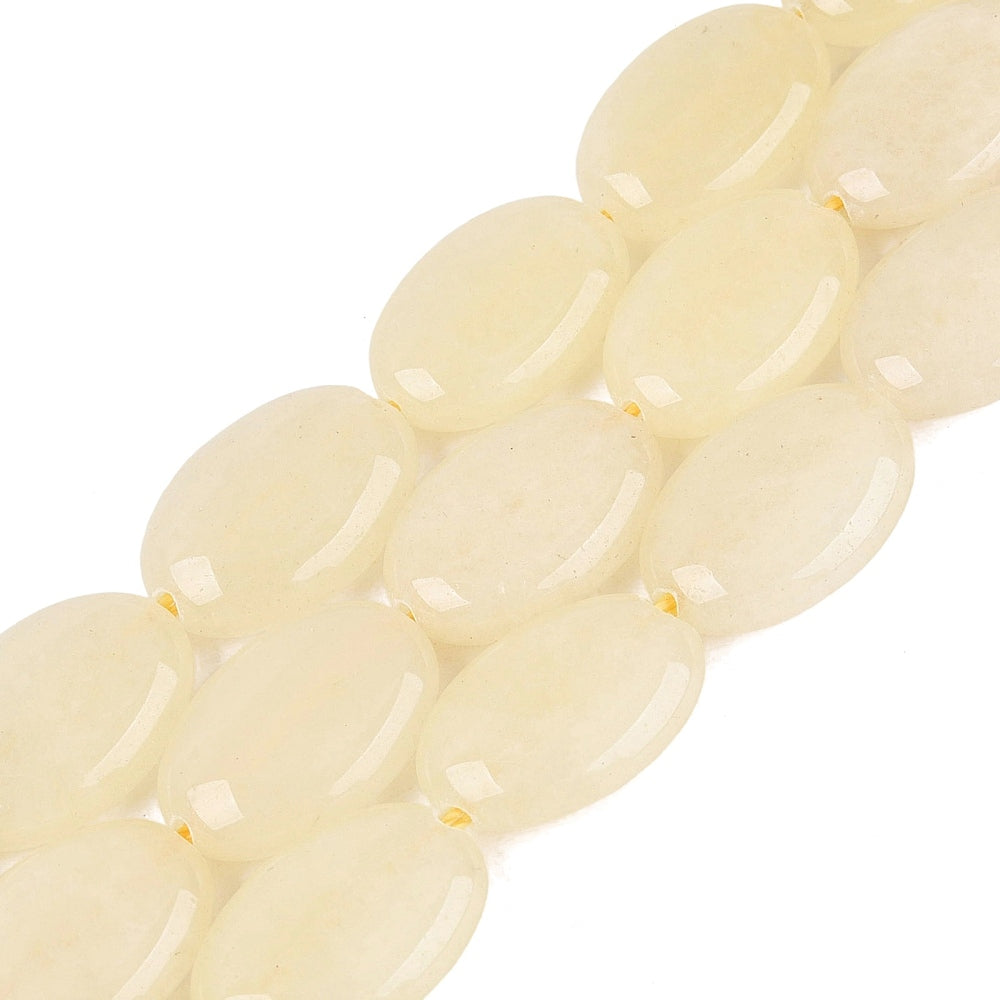 Edelsteen Kraal Jade Ovaal Plat Geel 17mm - per stuk-Kralen-Kraaltjes van Renate