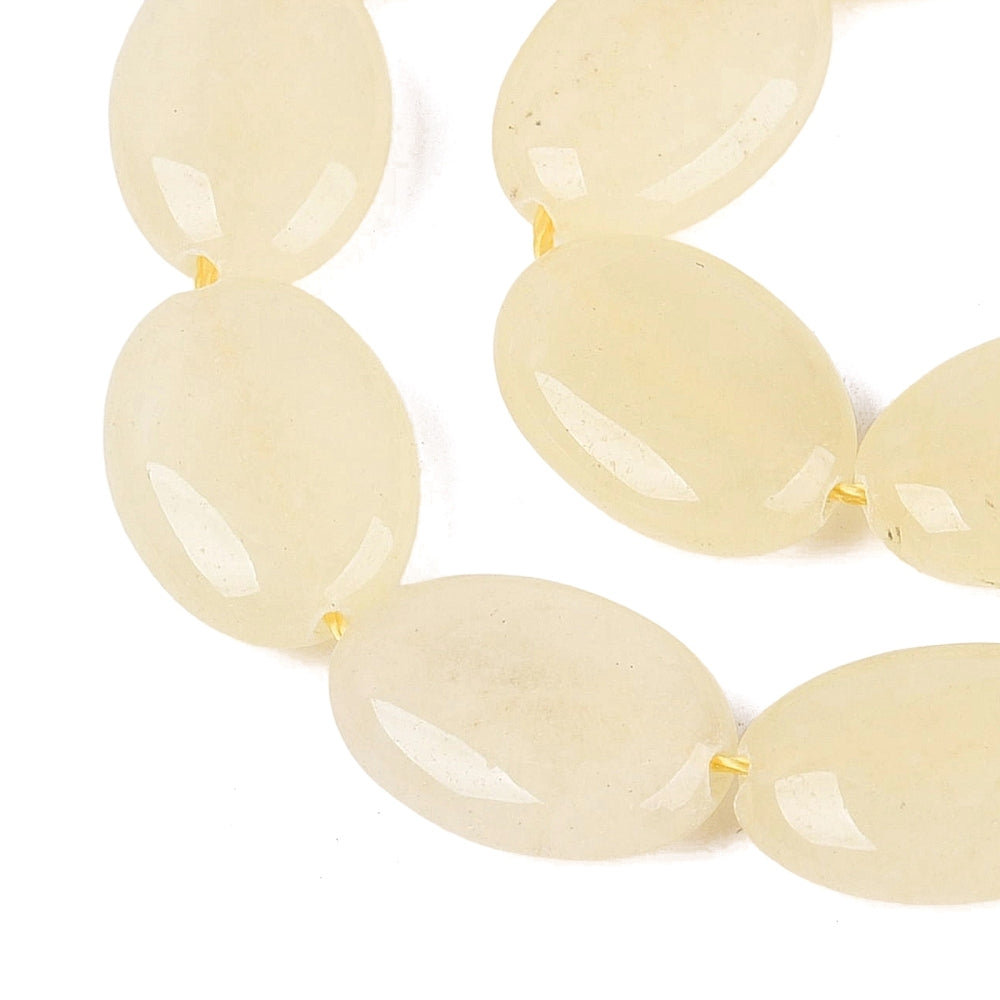 Edelsteen Kraal Jade Ovaal Plat Geel 17mm - per stuk-Kralen-Kraaltjes van Renate