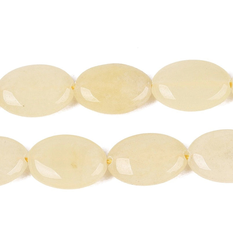 Edelsteen Kraal Jade Ovaal Plat Geel 17mm - per stuk-Kralen-Kraaltjes van Renate
