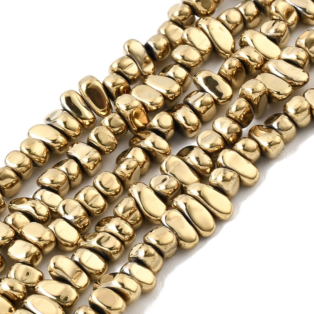 Hematiet Synthetisch Nugget Electroplate Goud 12mm - per stuk-Koord-Kraaltjes van Renate
