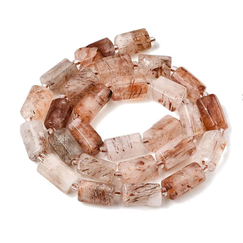 Edelsteen Kraal Rutielkwarts Facet Tube Transparant Karamel 11x7mm - per stuk