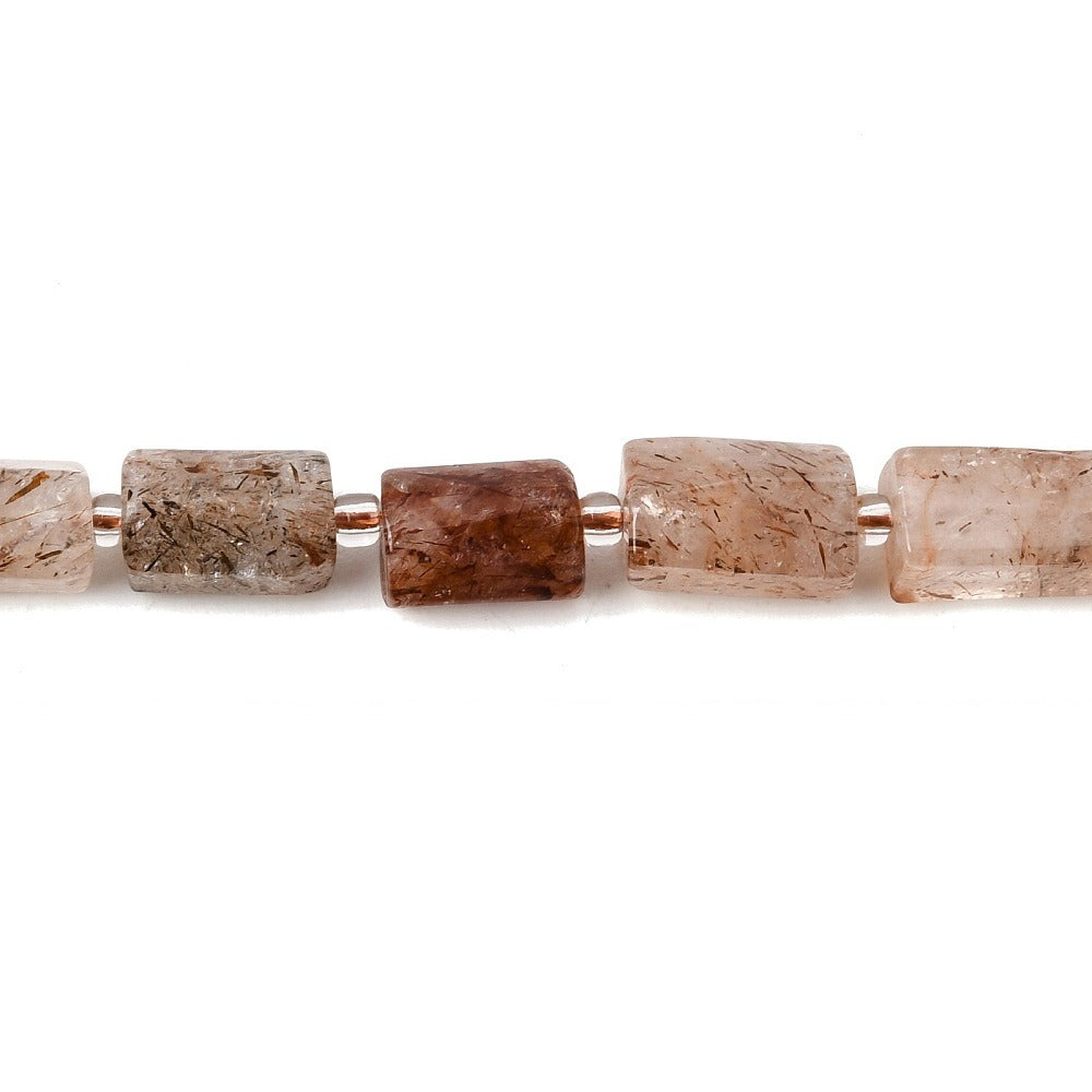 Edelsteen Kraal Rutielkwarts Facet Tube Transparant Karamel 11x7mm - per stuk