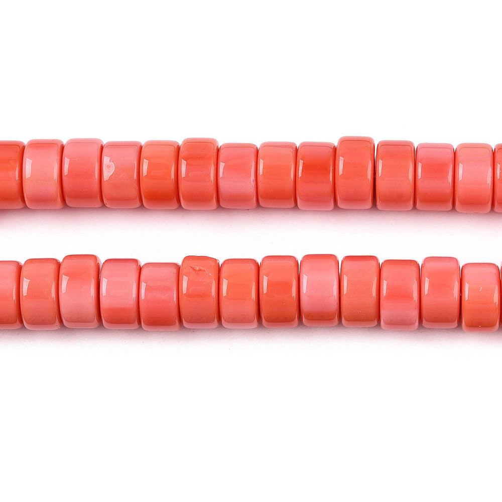 Glaskralen Opaque Plat Rond Zalm 6mm - ±57 stuks