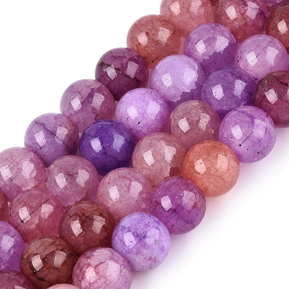 Glaskralen Rond Crackle Lila / Violet Paars 8mm - per 25 stuks kopie-Kralen-Kraaltjes van Renate