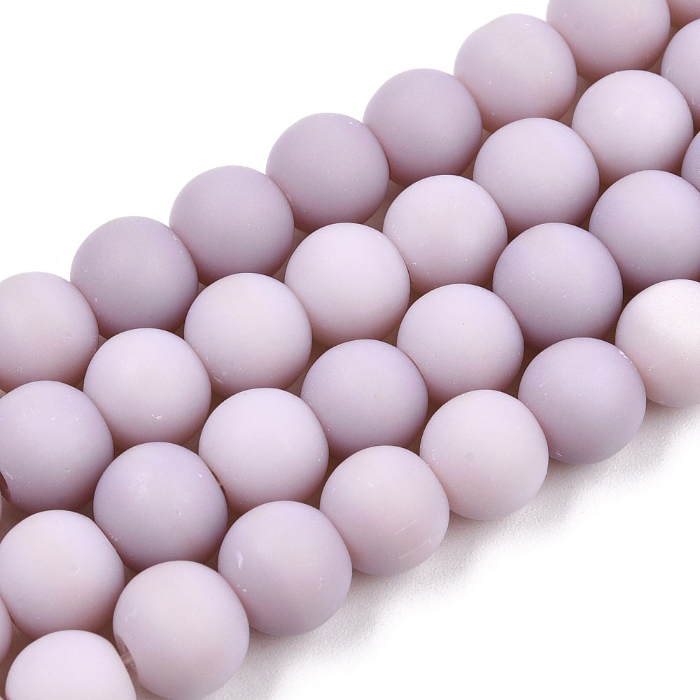 Glaskralen Rond Rosy Brown Matt 8mm - per streng (±50 stuks)-Koord-Kraaltjes van Renate