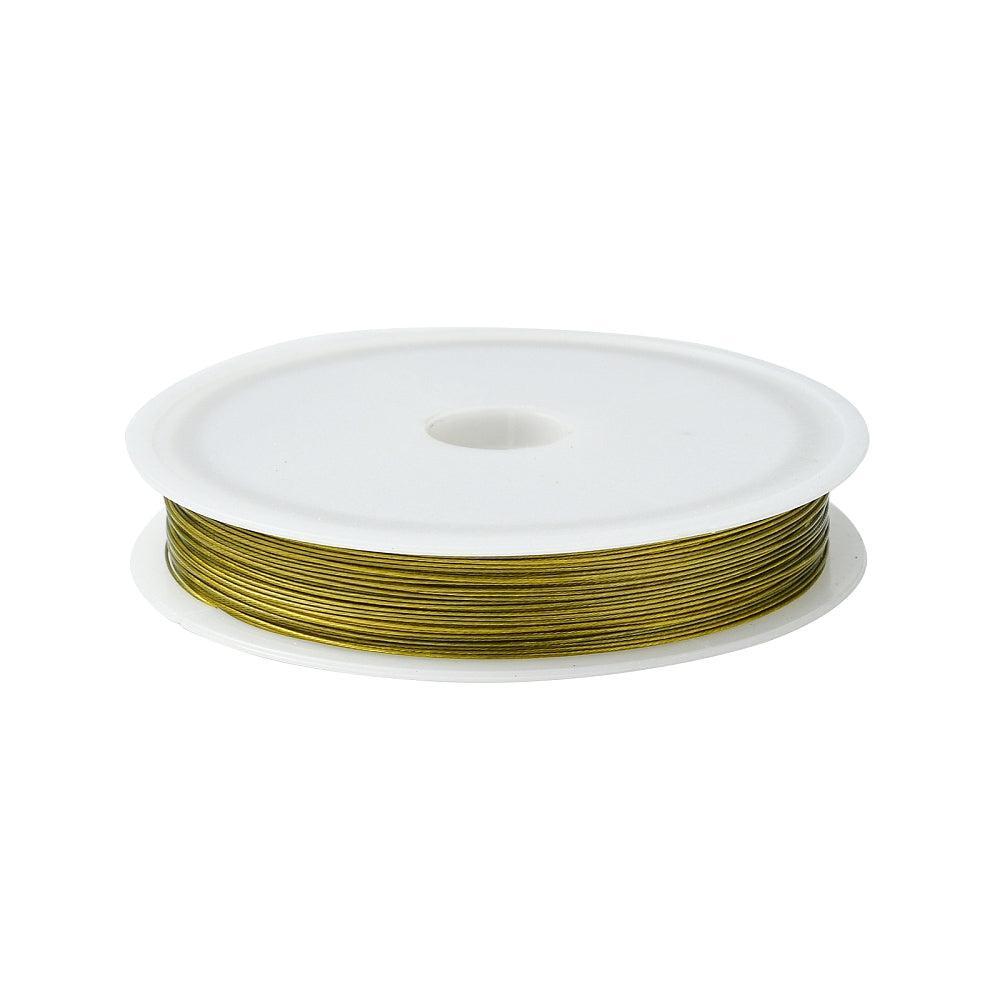 Gecoat ijzerdraad Olive-Gold 0.45mm - 50 meter-koord-Kraaltjes van Renate