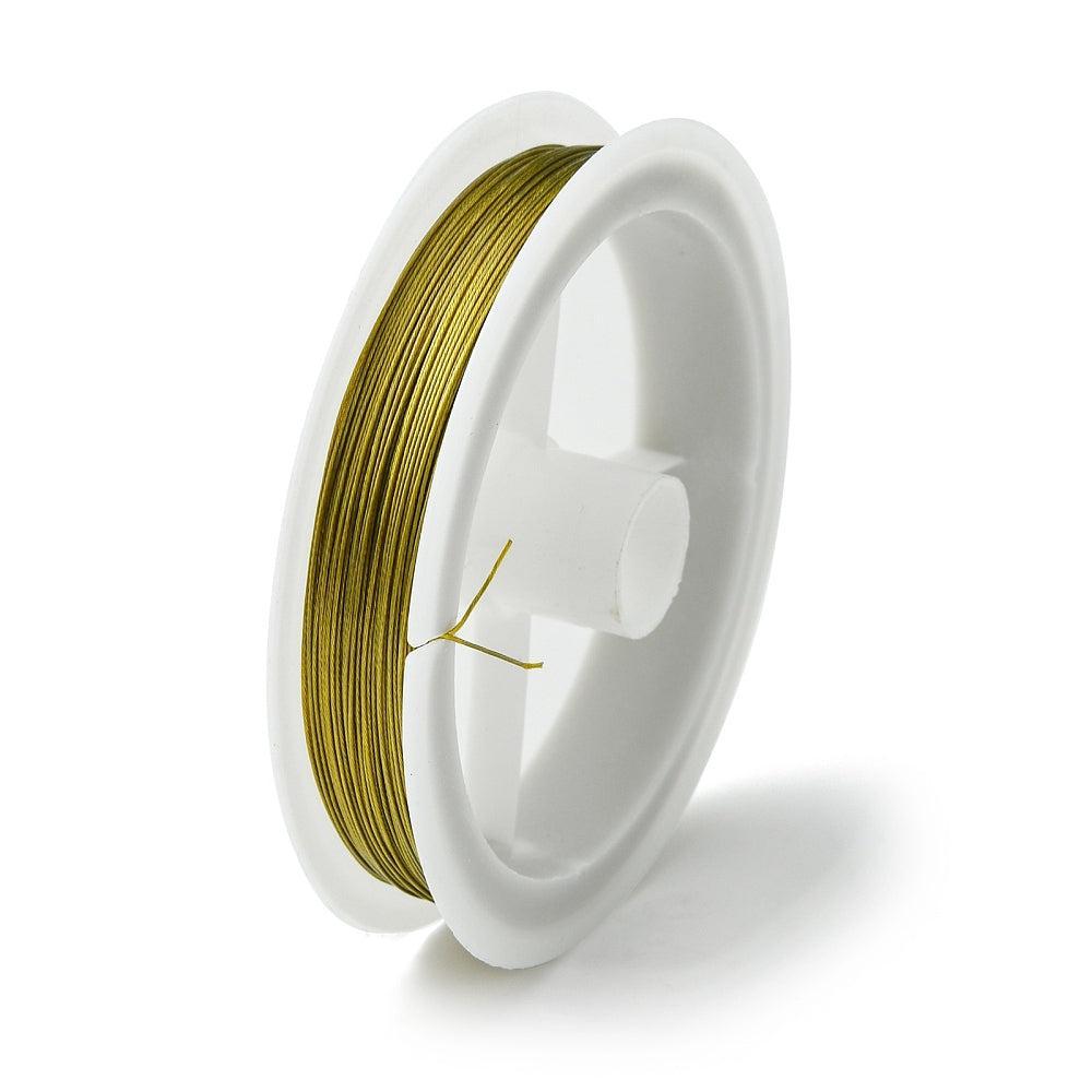 Gecoat ijzerdraad Olive-Gold 0.45mm - 50 meter-koord-Kraaltjes van Renate
