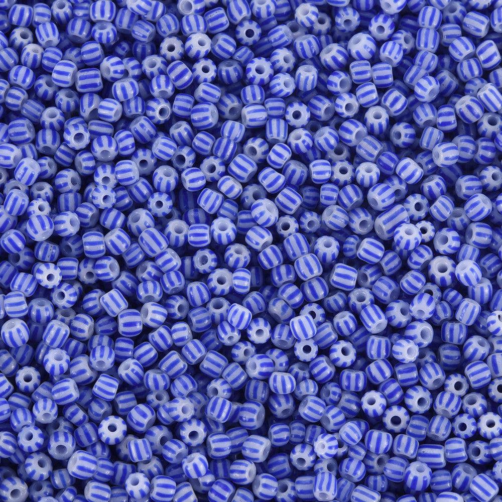 Gestreepte rocailles blauw 12/0 (2mm) - 17,5 gram-Kralen-Kraaltjes van Renate