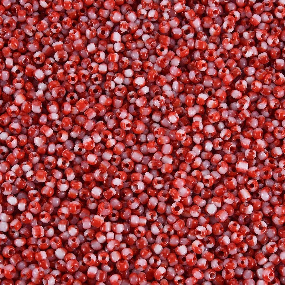 Gestreepte rocailles rood wit 12/0 (2mm) - 17,5 gram-Kralen-Kraaltjes van Renate