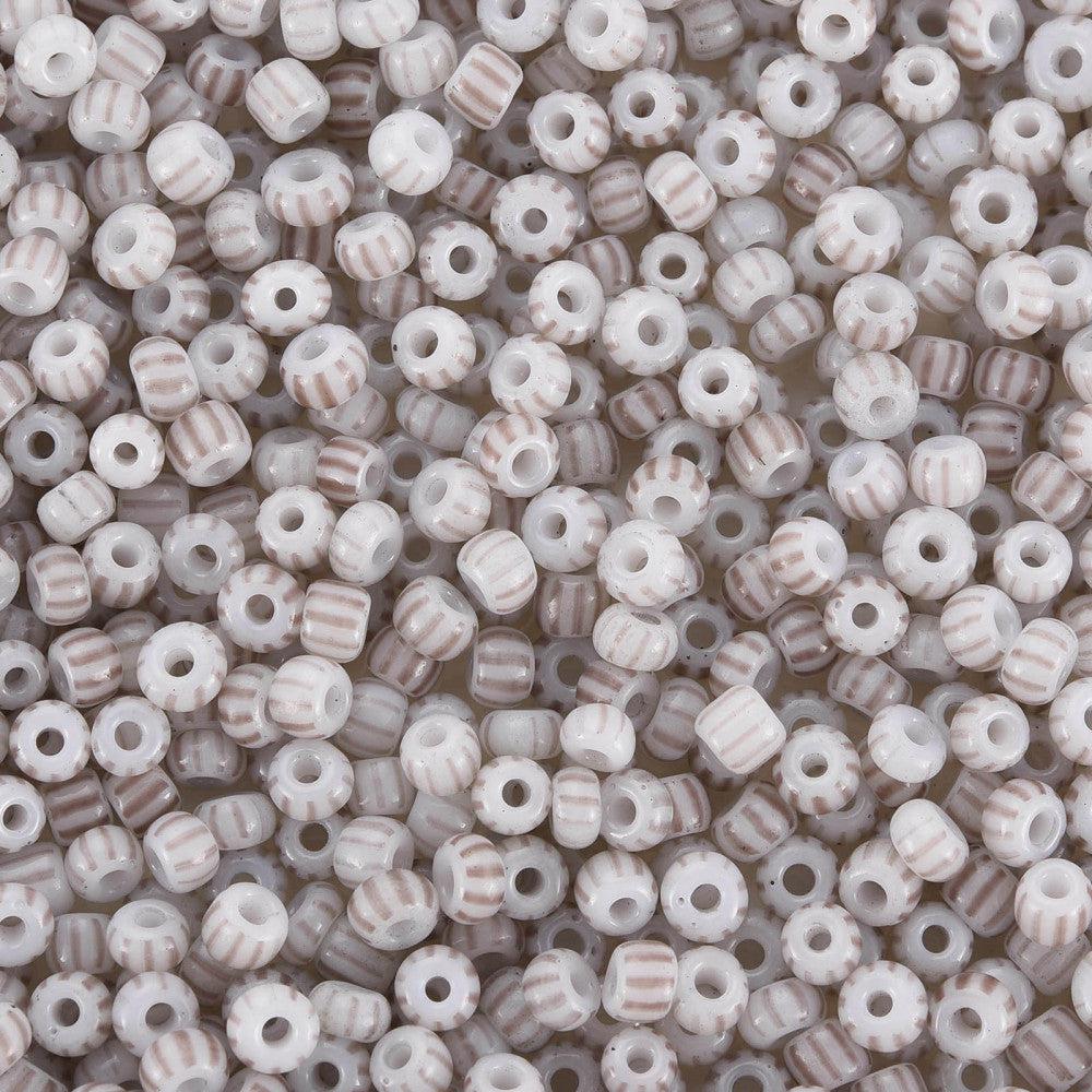 Gestreepte rocailles roze/beige wit 12/0 (2mm) - 17,5 gram-Kralen-Kraaltjes van Renate