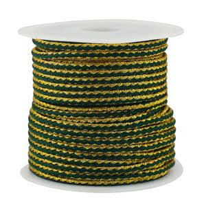 Gevlochten koord Dark green-gold 2.3mm - 1 meter-koord-Kraaltjes van Renate