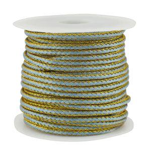 Gevlochten koord Light blue-gold 2.3mm - 1 meter-koord-Kraaltjes van Renate