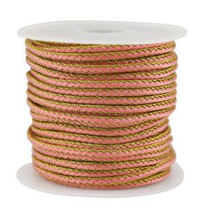 Gevlochten koord Pink-gold 2.3mm - 1 meter-koord-Kraaltjes van Renate