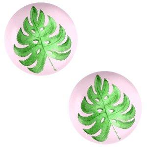Glas cabochons Tropical leaf-palace rose print 12mm-Kraaltjes van Renate