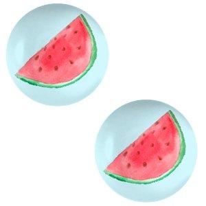 Glas cabochons Watermelon-sky blue print 12mm-Kraaltjes van Renate