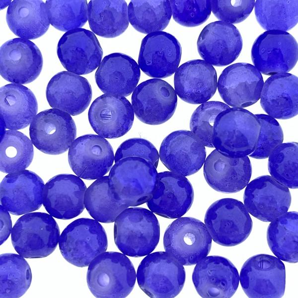 Glas crackle Saffier blauw 6mm - 50 stuks-Kraaltjes van Renate