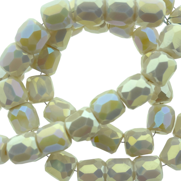 Glas kraal Facet Barrel 10mm- Opaque Creme-Kralen-Kraaltjes van Renate