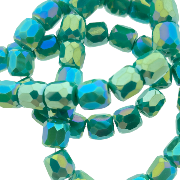 Glas kraal Facet Barrel 10mm- Opaque Groen-Kralen-Kraaltjes van Renate