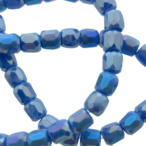 Glas kraal Facet Barrel 10mm- Opaque Sky Blue-Kralen-Kraaltjes van Renate