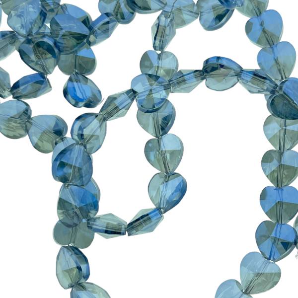 Glas kraal Facet Heart 10mm- AB Blauw-Kralen-Kraaltjes van Renate