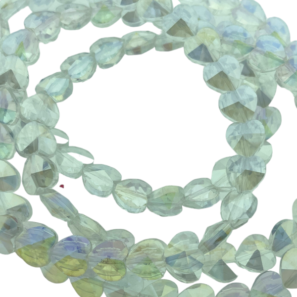 Glas kraal Facet Heart 10mm- AB Transparant-Kralen-Kraaltjes van Renate