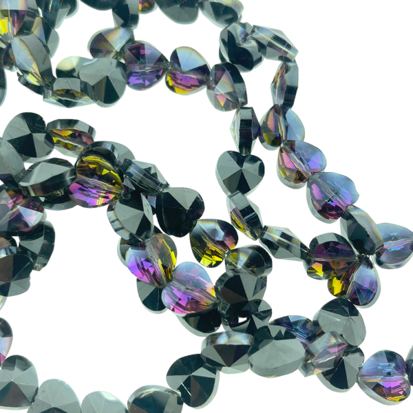 Glas kraal Facet Heart 10mm- AB zwart-Kralen-Kraaltjes van Renate
