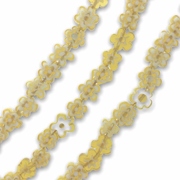 Glas kralen millefiori bloem beige 8mm - 5 stuks-Kraaltjes van Renate