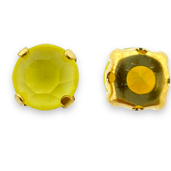 Glas rhinestone facetkraal geel/gold plated 8x7,5mm-Kralen-Kraaltjes van Renate