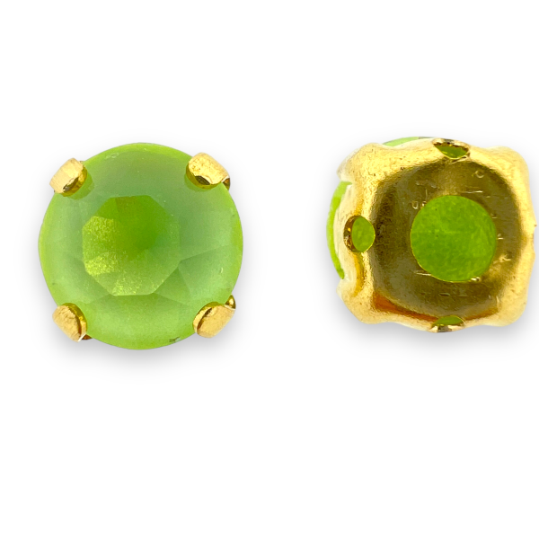 Glas rhinestone facetkraal groen/gold plated 8x7,5mm-Kralen-Kraaltjes van Renate