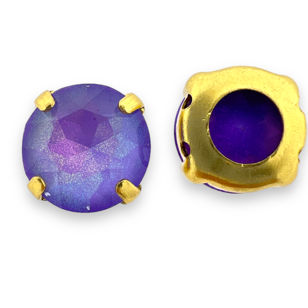 Glas rhinestone facetkraal paars/gold plated 10x6,5mm-Kralen-Kraaltjes van Renate